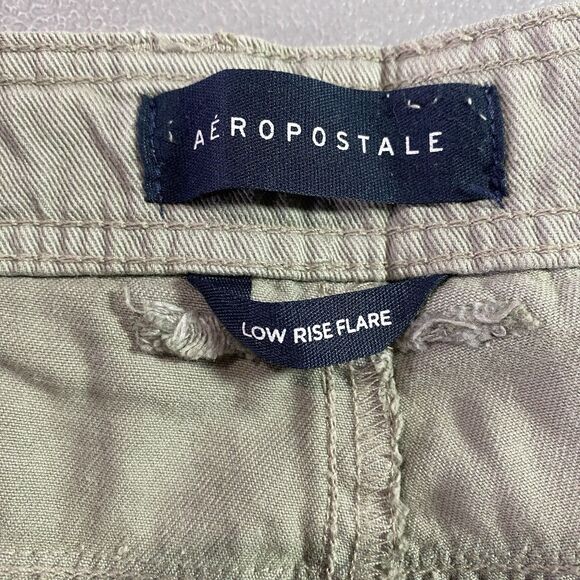 AEROPOSTALE Pants Low Rise Wide Flare Flap Pockets Womens 14 Light Army Green - Picture 3 of 11